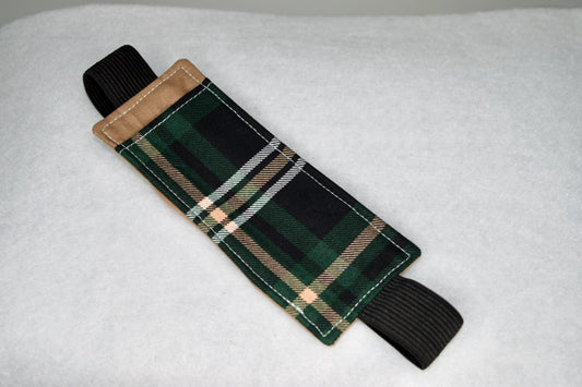 Light Brown / Green Plaid Elastic Bookmark