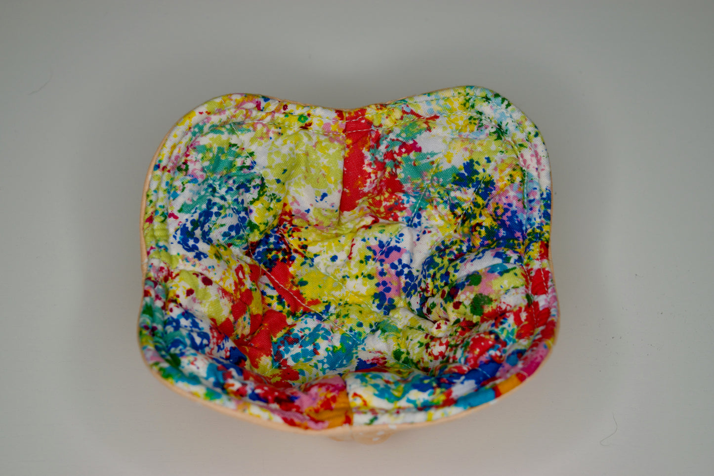 Paint Splatter / Peach and White Dots Mini Bowl Cozy