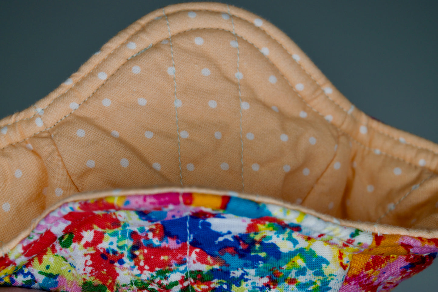 Paint Splatter / Peach and White Dots Mini Bowl Cozy