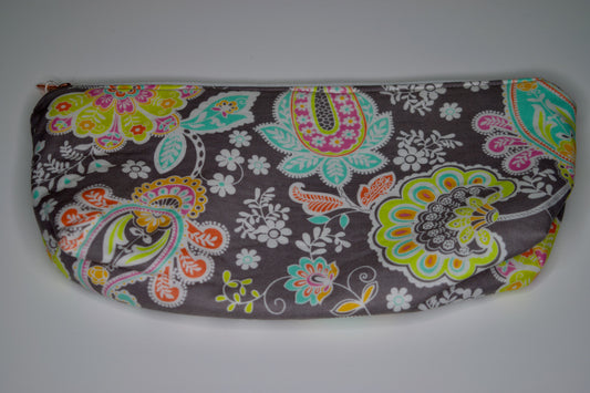 Gray Paisley / Aqua Plaid Small Zipper Pouch