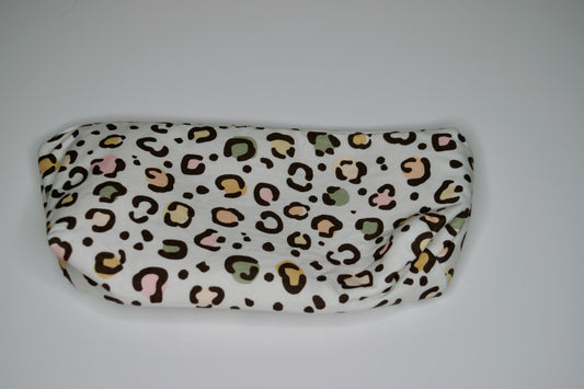 Pastel Leopard / Orange Stripe Small Zipper Pouch