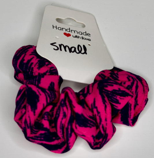 Small Hot Pink and Navy Scrunchie