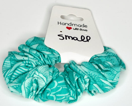 Small Aqua Flower Scrunchie