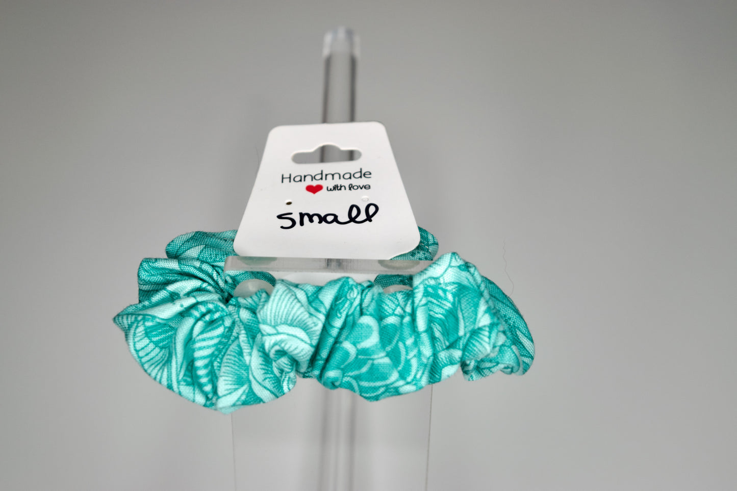 Small Aqua Flower Scrunchie