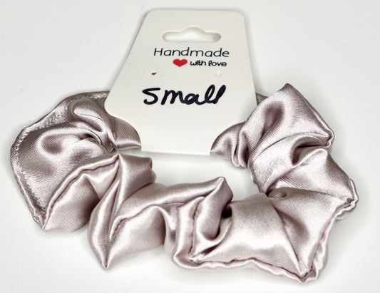 Small Silver Satin Scrunchie