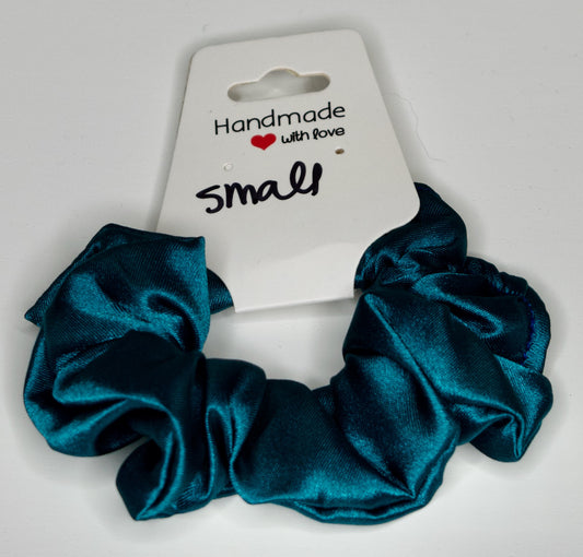 Small Teal Satin Scrunchie