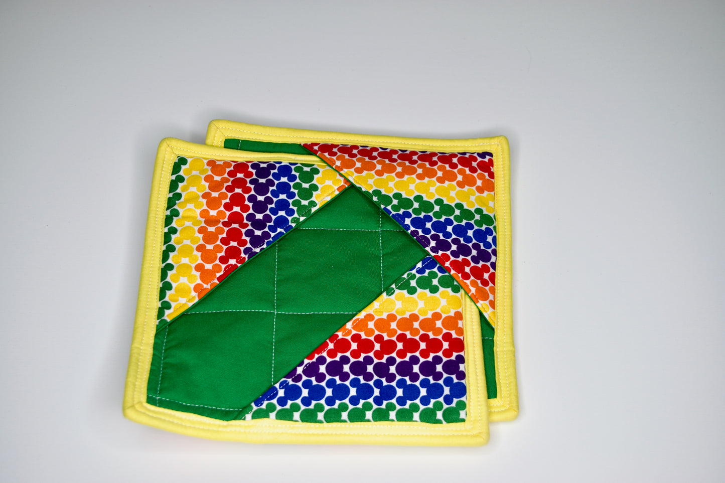 Rainbow Mickey Safe Fingers Pot Holders