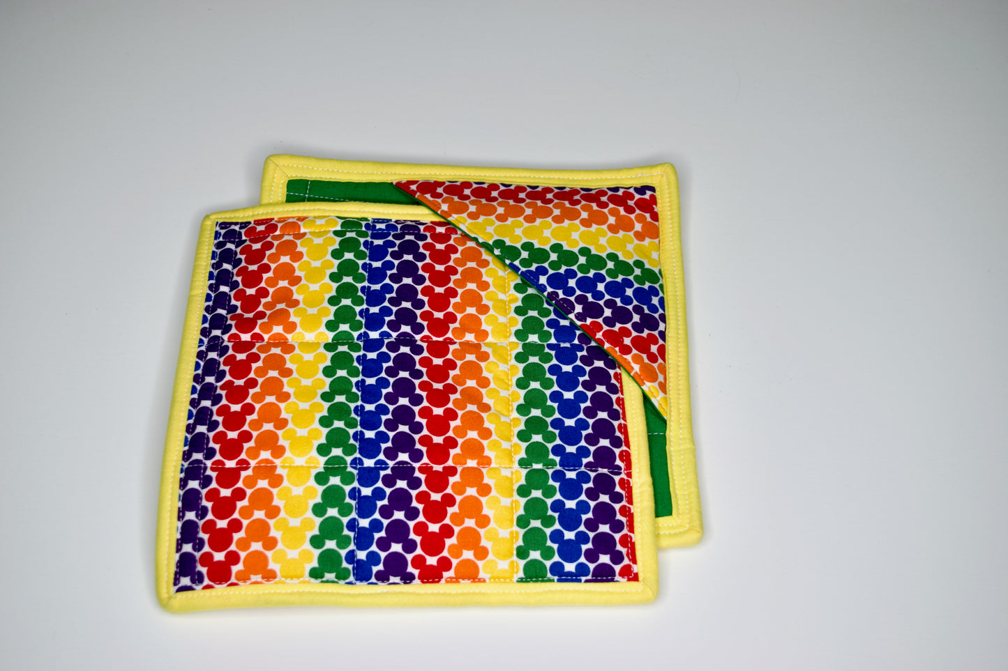 Rainbow Mickey Safe Fingers Pot Holders