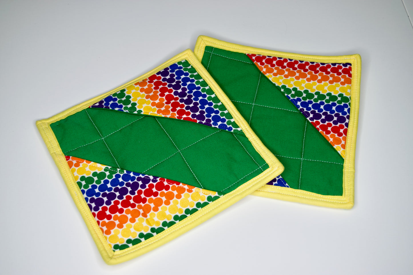 Rainbow Mickey Safe Fingers Pot Holders
