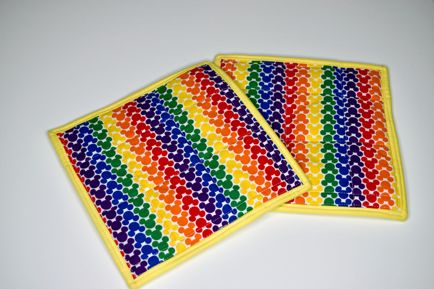 Rainbow Mickey Safe Fingers Pot Holders