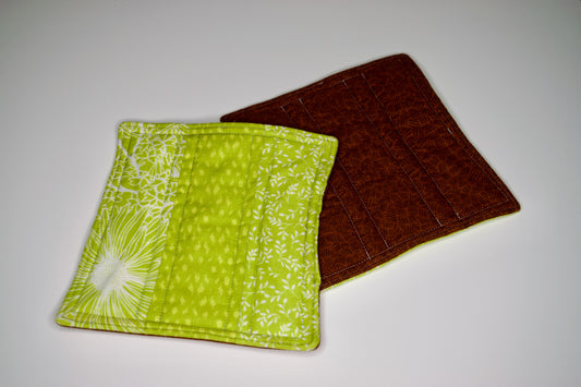 Lime and Brown Potholders