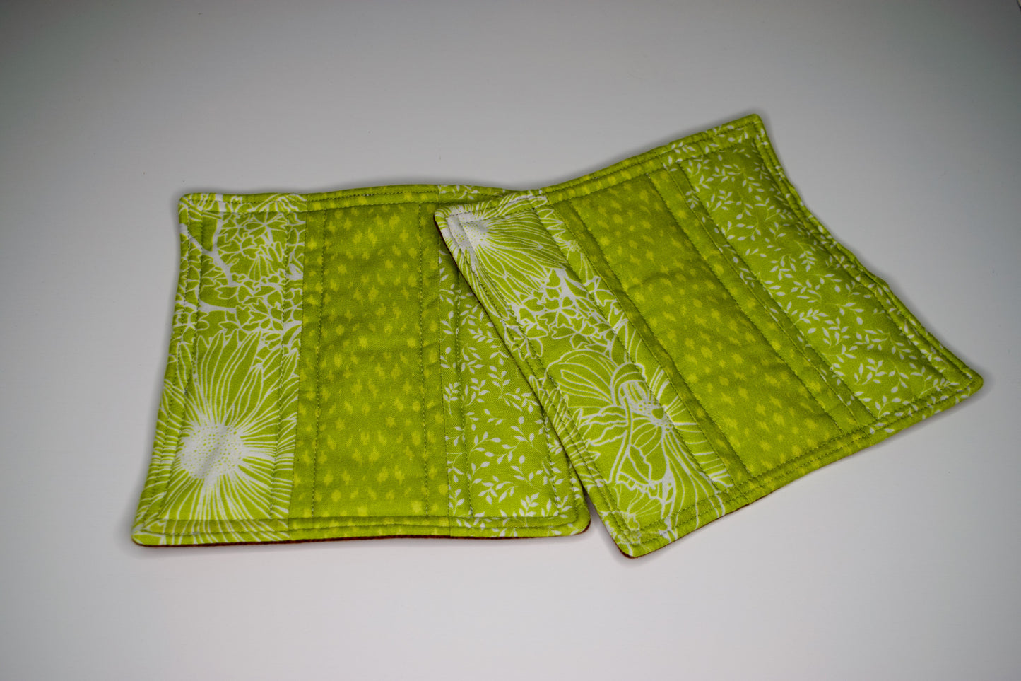 Lime and Brown Potholders