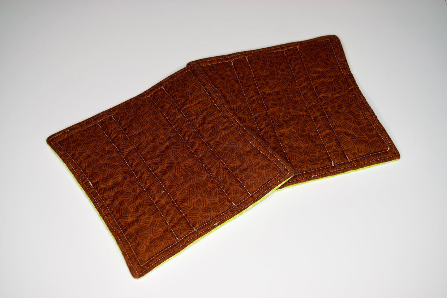Lime and Brown Potholders