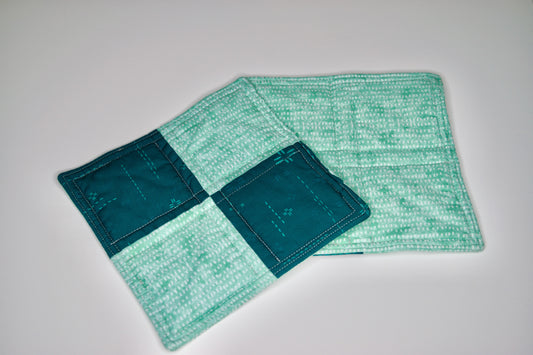 Teal and Aqua Dots Potholders