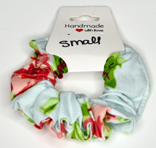 Small Pink and Yellow Flowers Scrunchie