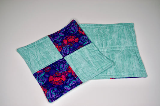 Hot Pink and Purple Flowers Potholders