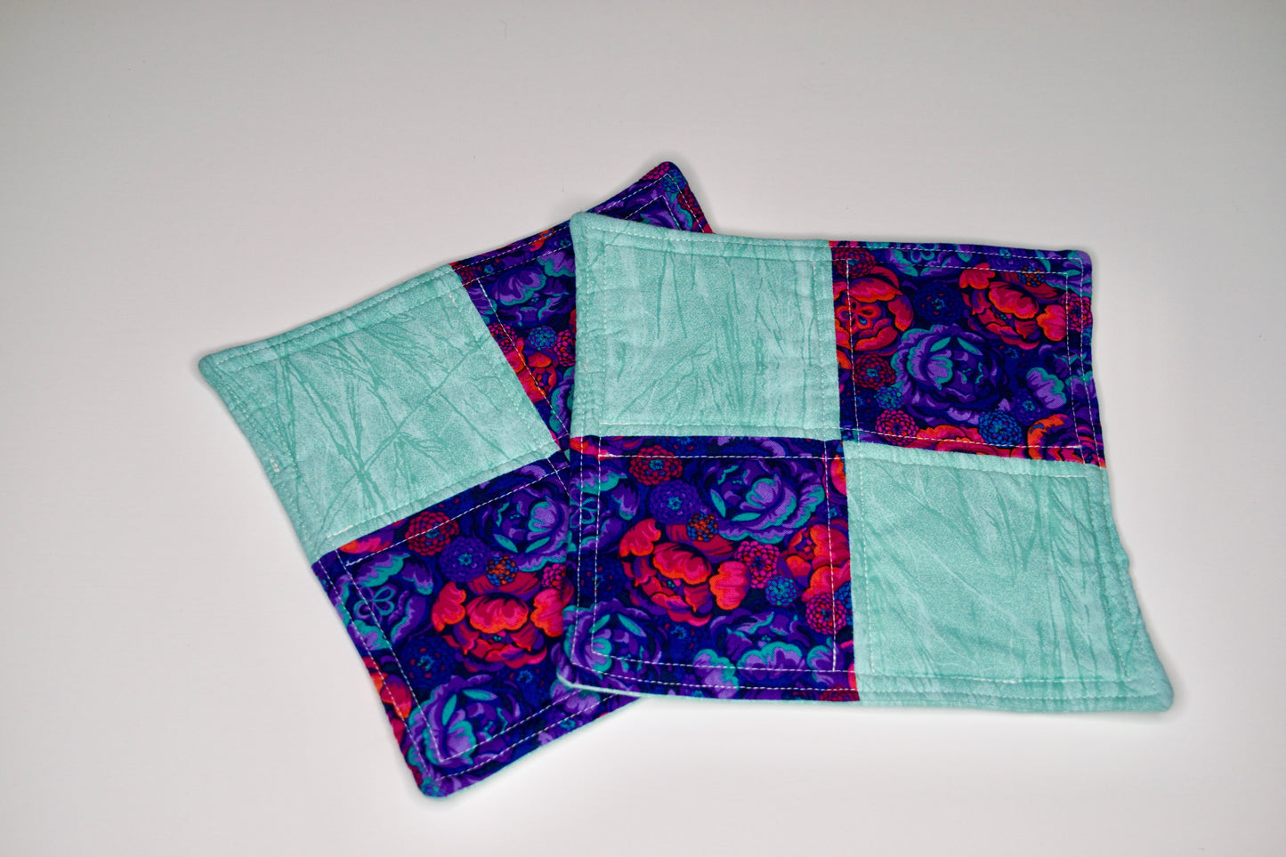 Hot Pink and Purple Flowers Potholders