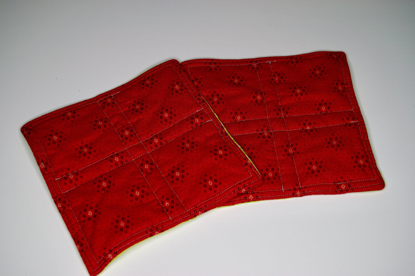 Lime and Pink Diamonds Potholders