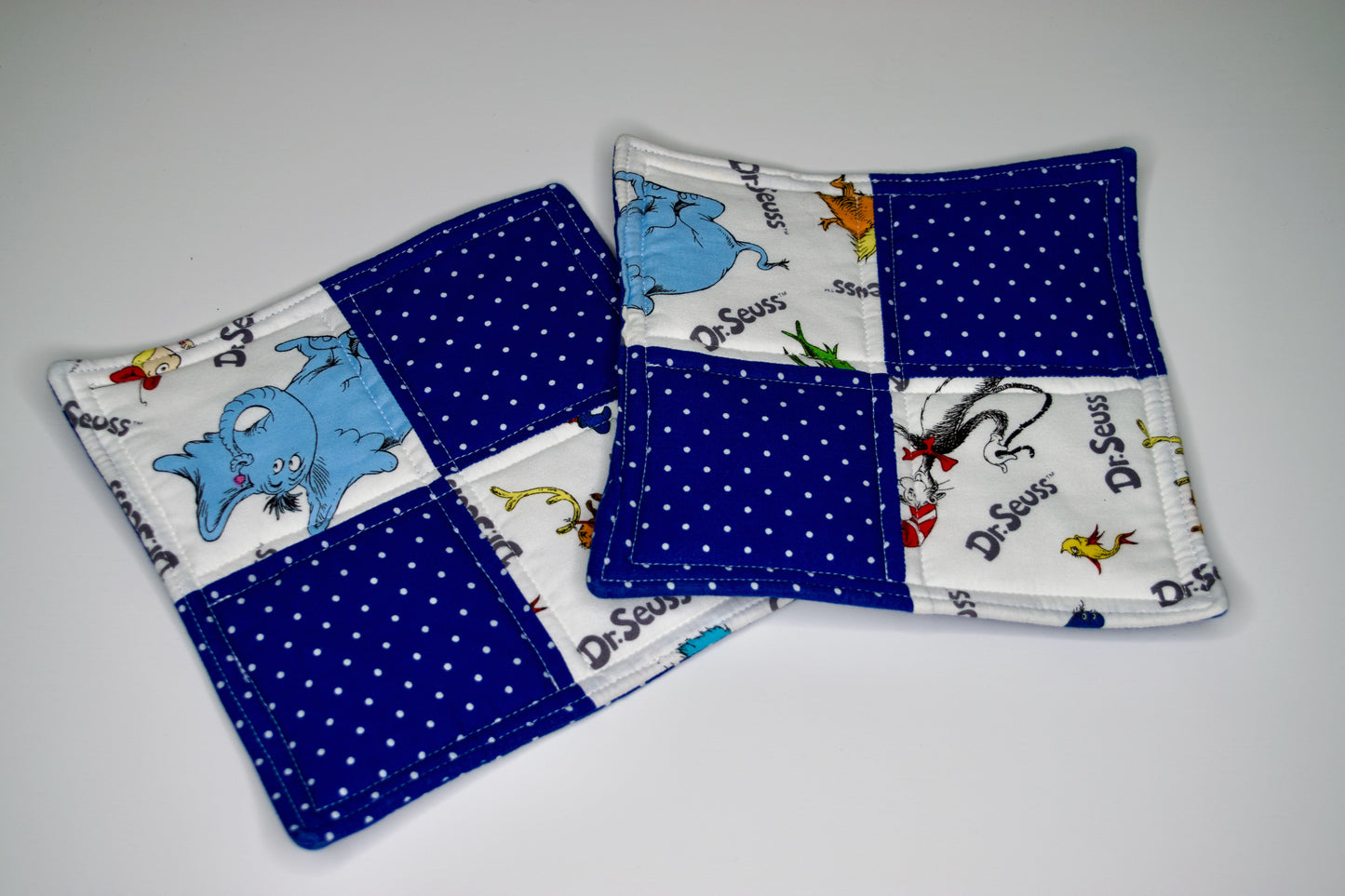 Dr. Seuss and Blue Polka Dot Potholders