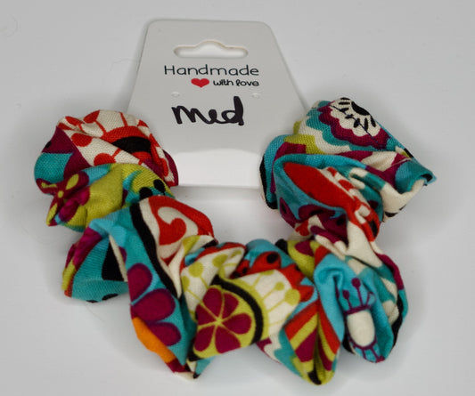 Medium Retro Flowers Scrunchie