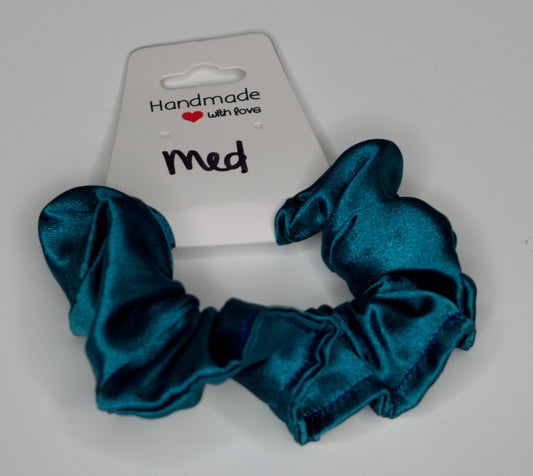 Medium Teal Satin Scrunchie