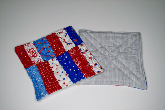 Patriotic and Gray Stripes Potholders