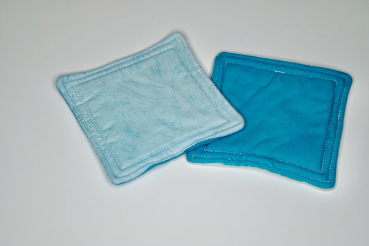 Light Blue Brush Strokes and Sky Blue Mini Hot Pads