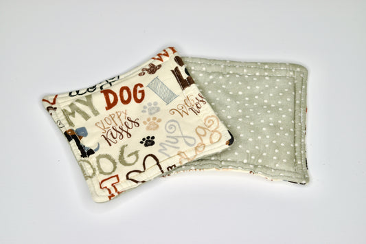 I Love My Dog  and Sage Dots Mini Hot Pads