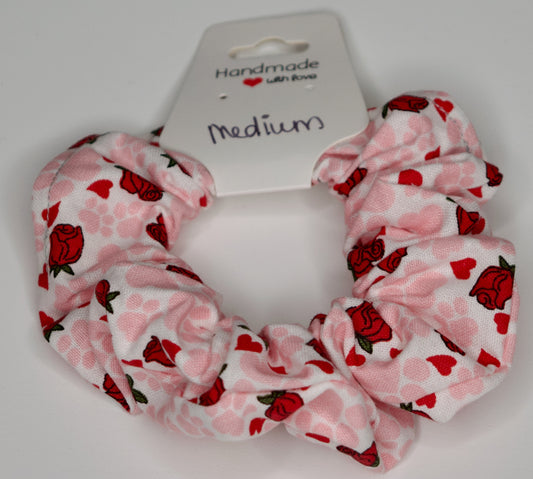 Medium Paws and Roses Scrunchie