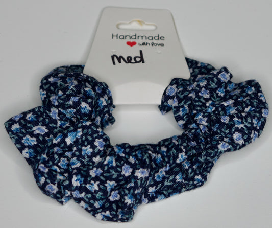 Medium Navy Flowers Scrunchie