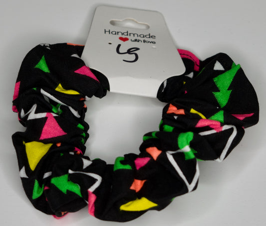Large Neon Triangles Scrunchie