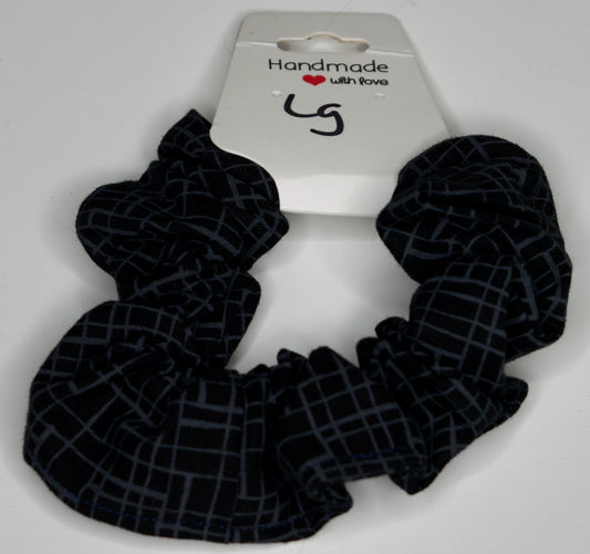 Large Black Plaid Scrunchie