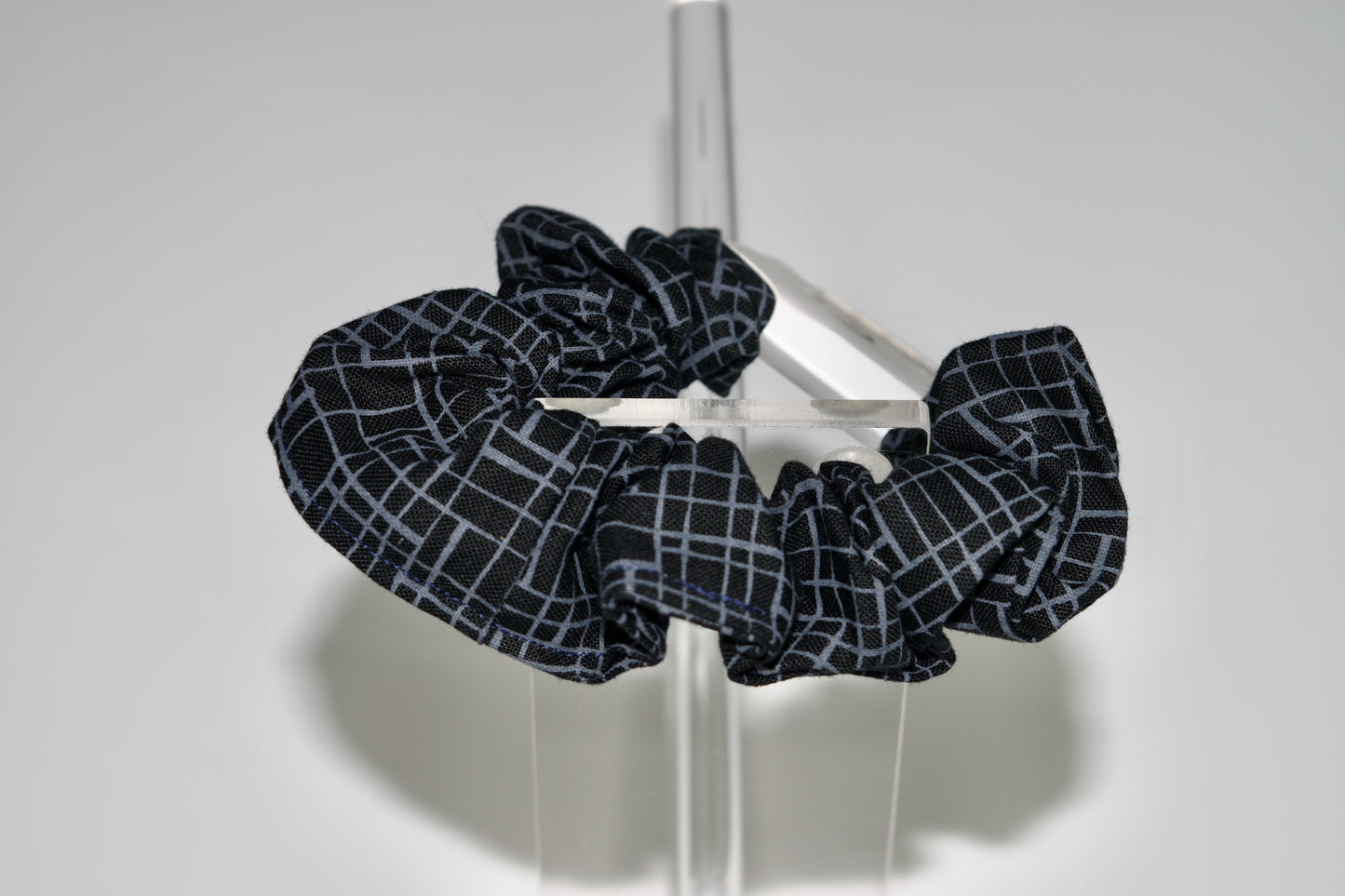 Large Black Plaid Scrunchie