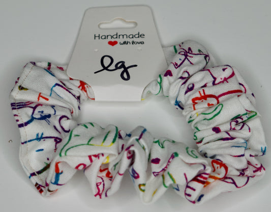 Large Rainbow Cats Scrunchie