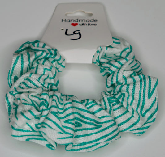 Large Aqua Stripes Scrunchie