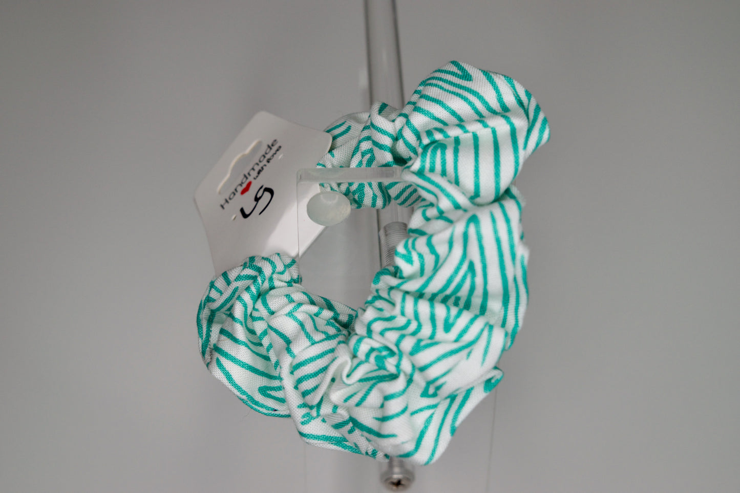 Large Aqua Stripes Scrunchie