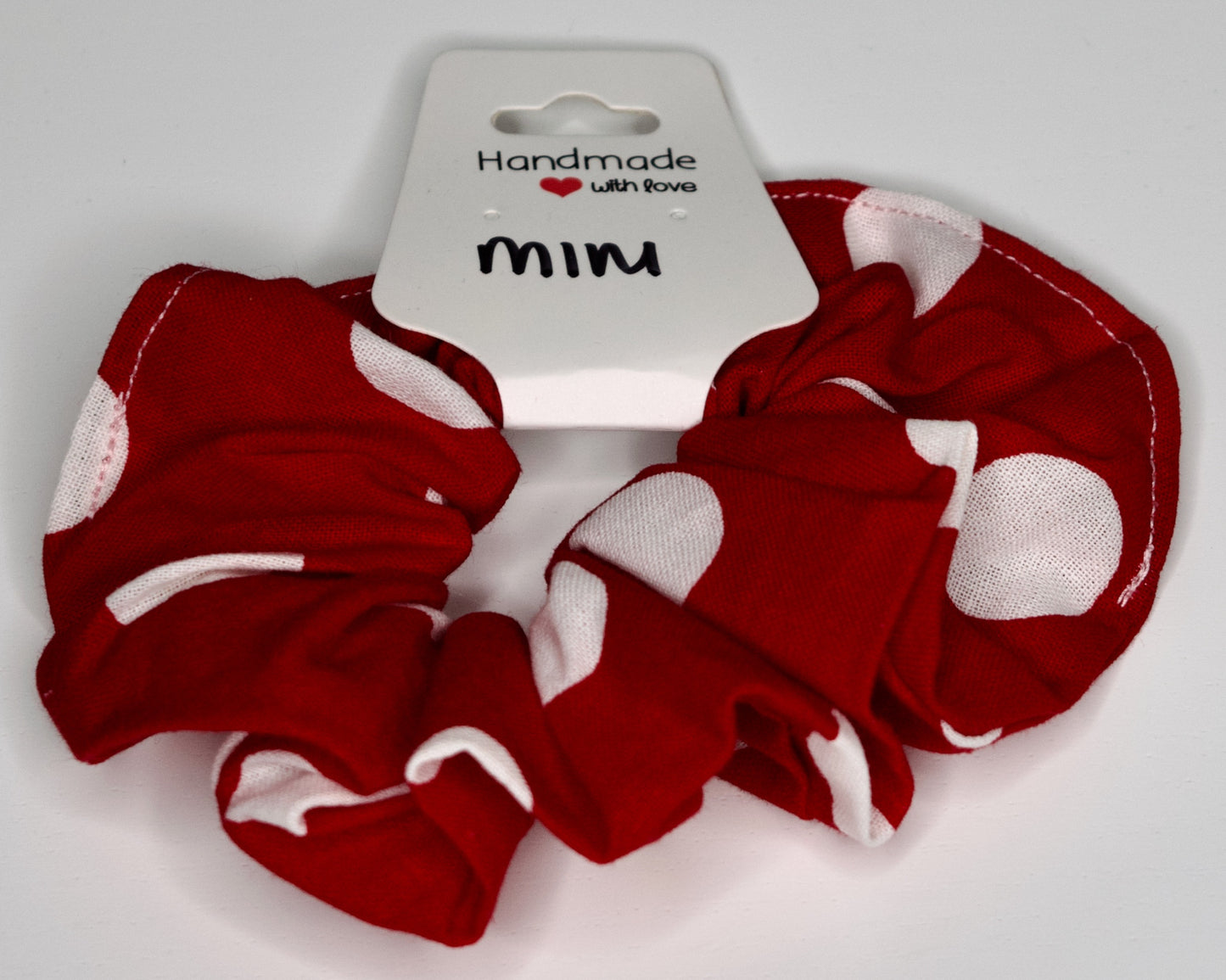 Mini Jumbo Red and White Polka Dot Scrunchie