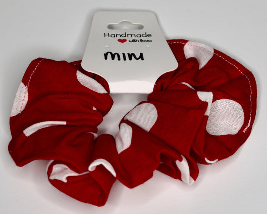 Mini Jumbo Red and White Polka Dot Scrunchie