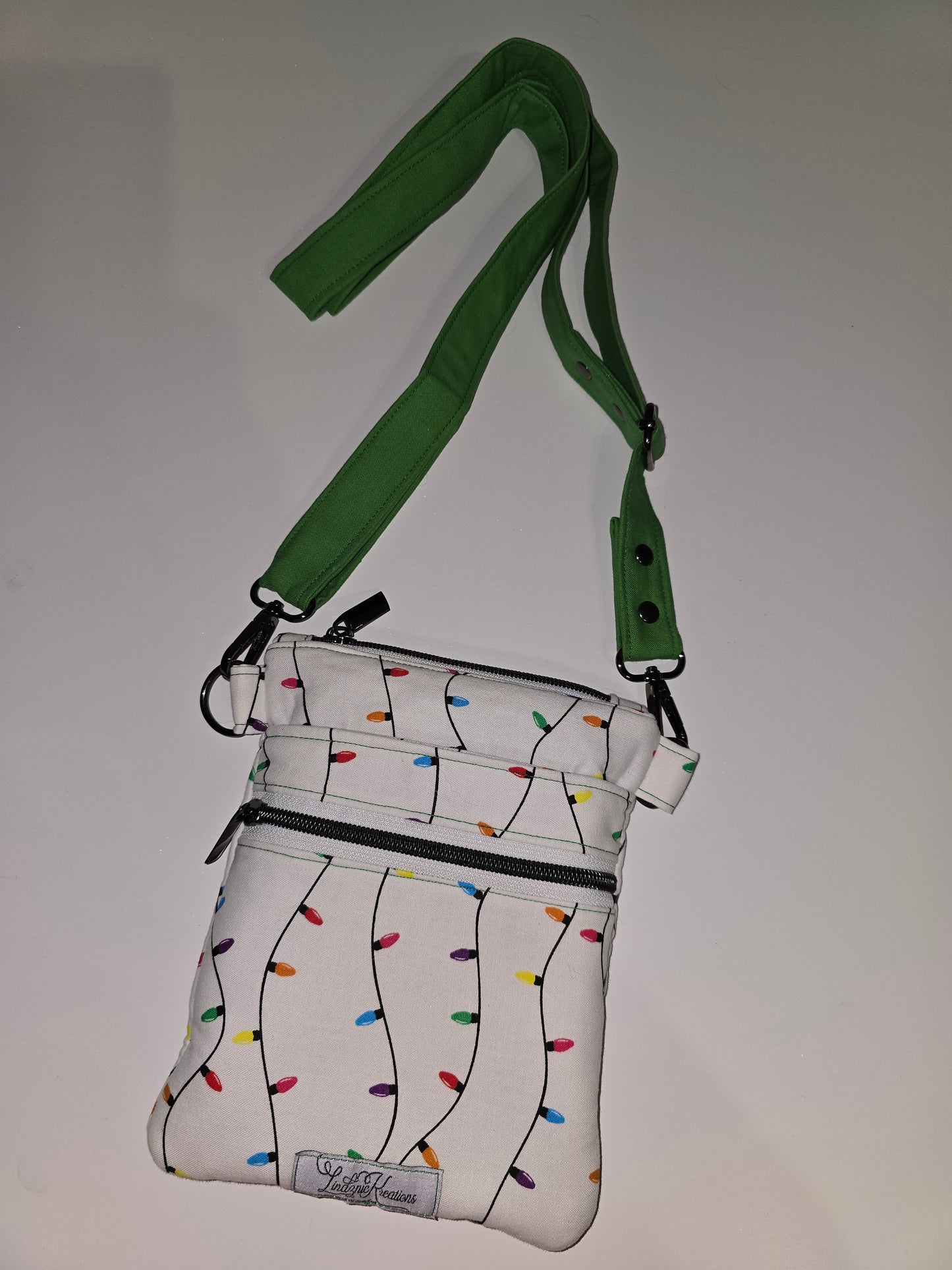 Christmas Lights / Green Crossbody Bag