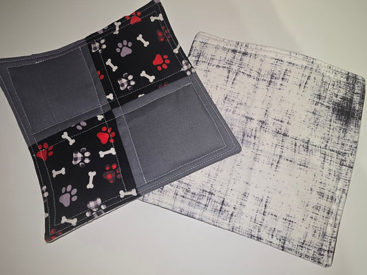 Paws / Bones and Black and White Grunge Potholders