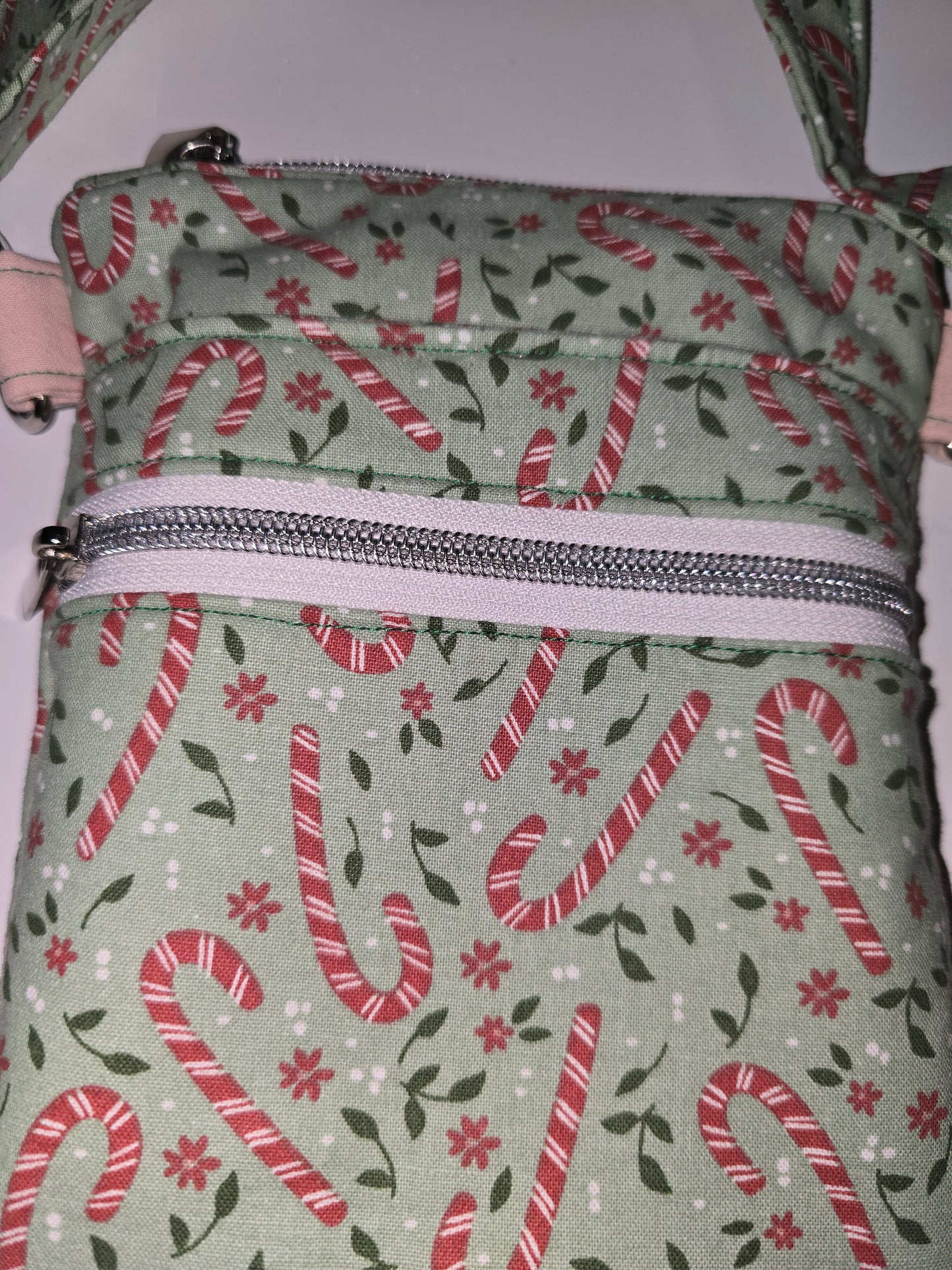 Candycanes / Blush Crossbody Bag