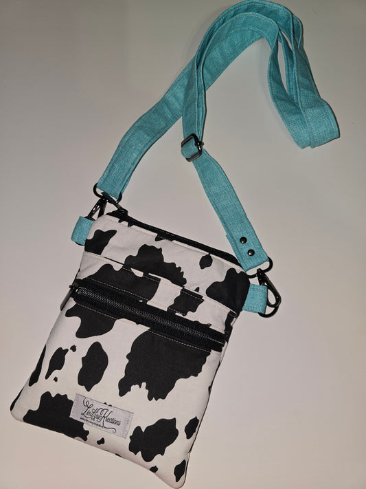 Cow Print / Blue Crossbody Bag