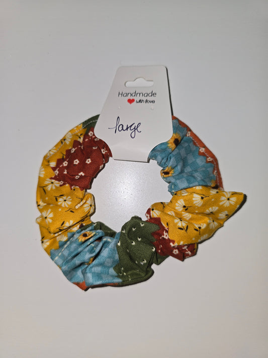 Large Patchwork Sunflowers Scrunchie