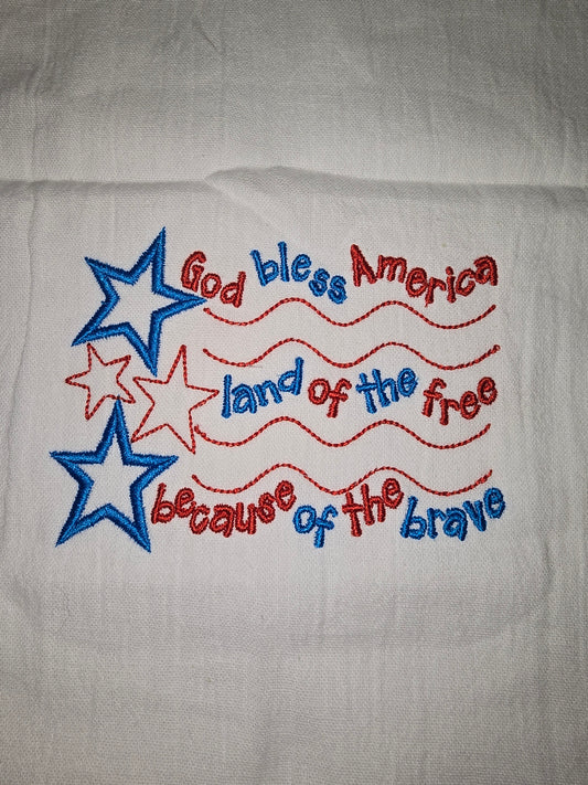 God Bless America Monogrammed Towel
