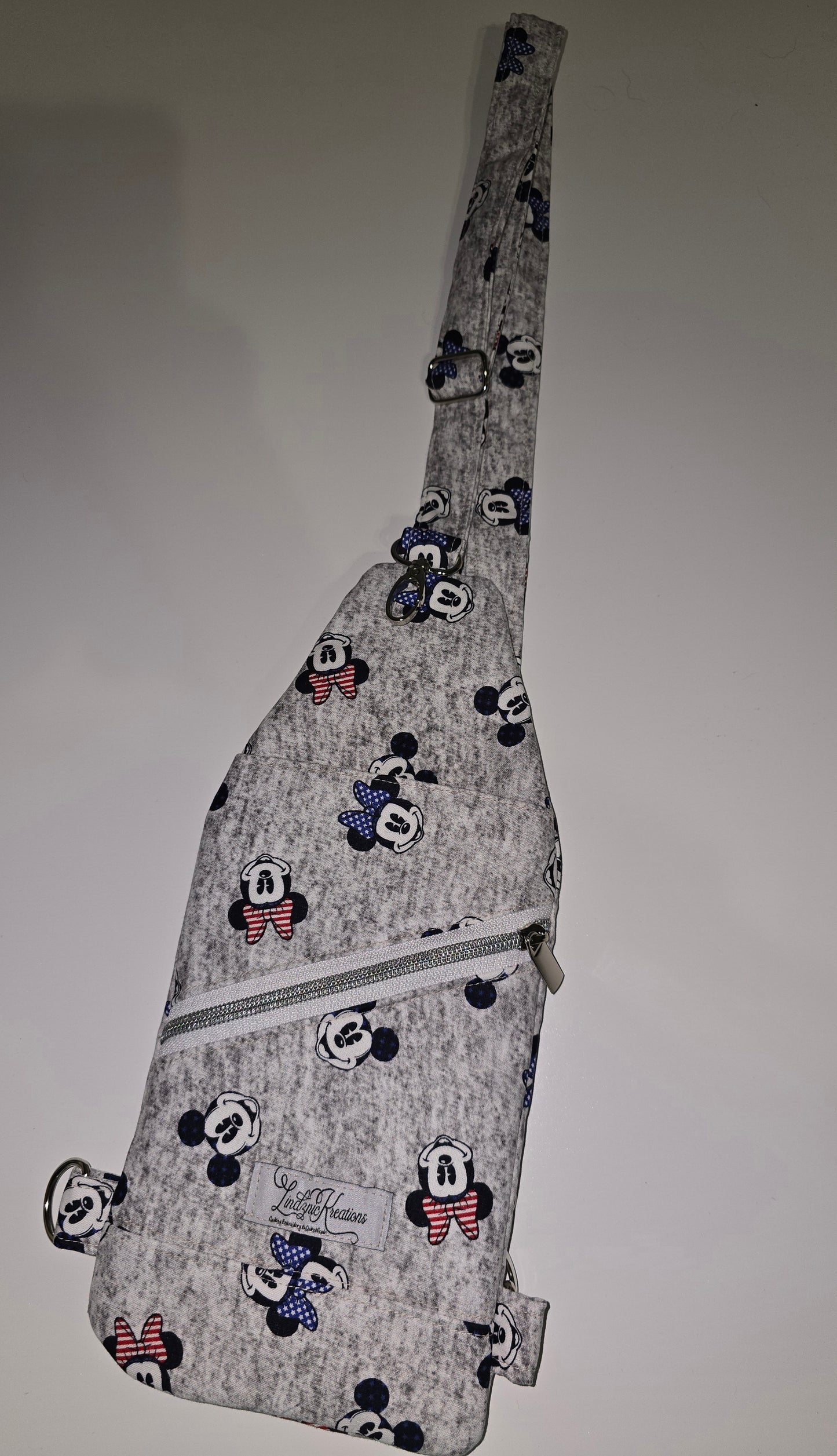 Mickey and Minnie / Red Lattice Crossbody Sling