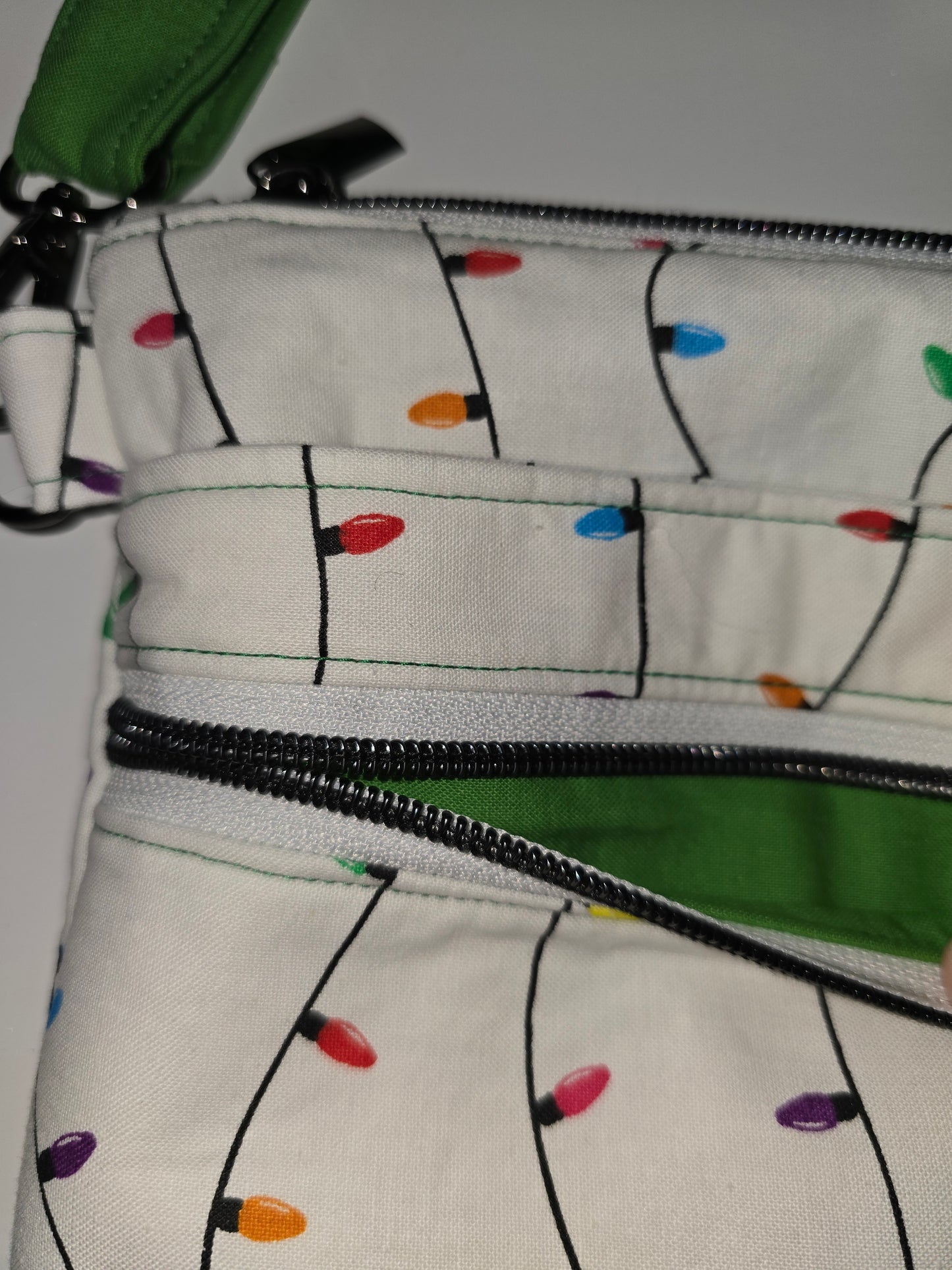 Christmas Lights / Green Crossbody Bag