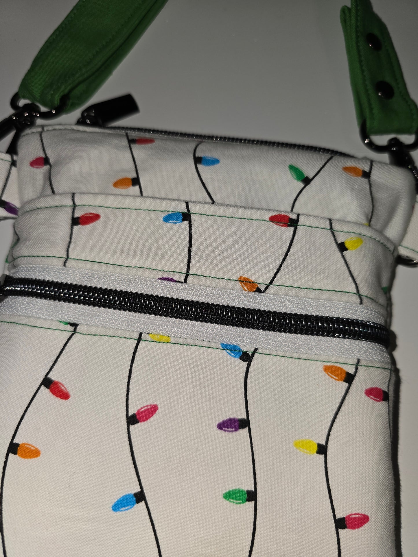 Christmas Lights / Green Crossbody Bag