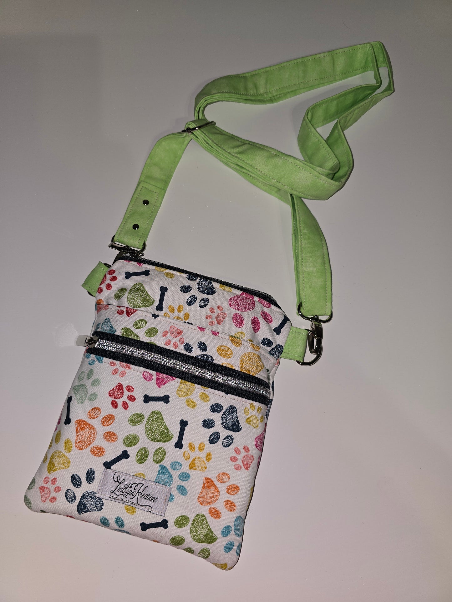Rainbow Paws / Mint Crossbody Bag