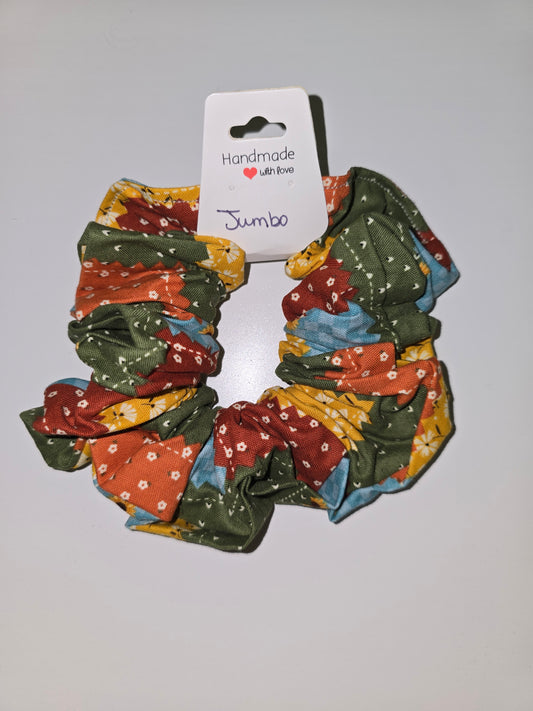 Jumbo Patchwork Sunflowers Scrunchie