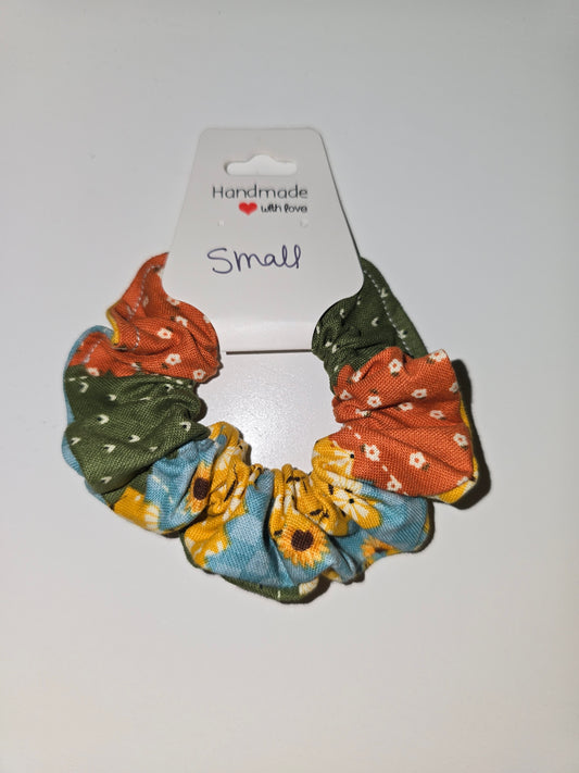 Small Patchwork Sunflowers Scrunchie